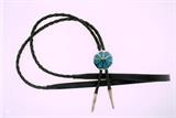 Fine Vintage Silver & Turquoise Round Bolo Tie
