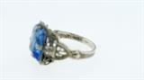 Fine Vintage Sterling & 10K Blue Stone Art Deco Ring
