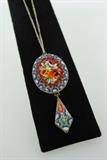 Vintage Micromosaic Pendant on 15.5 Inch Sterling Chain
