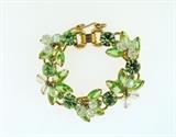 Vintage Costume Green & Clear Rhinestone Bracelet
