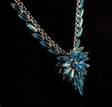 Vintage Costume Aqua Blue Rhinestone Necklace
