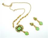 Vintage West Germany Demi-Parure Green & Gold Tone
