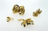 Vintage Tortolani Costume Parure Set, Antique Gold & Pearl
