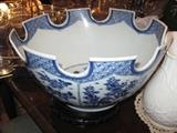 Oriental deep base rim Blue & White imported porcelain bowl.