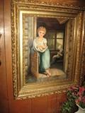 Oil On Canvas Painting in ornate gold frame.