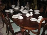 American Drew Dinning table & 6 Chairs , 99 piece set of Syracuse china with serving pieces and butter pats service for 12