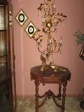 ornate Table and wall light.
