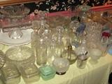 crystal decanters with stoppers.