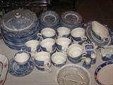 famous Colonial American Scene dishes complete set with serving pieces.
