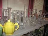 Lots of good crystal candle holders, Gorham, Val St. Lambert and others.
