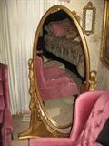 Gold Leaf Cheval Mirror & Stand.