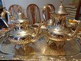 Coffee and tea set, silver plate. 