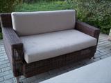 Patio furniture By Front Gate Furnishings, 4 piece set- 2 love seats 2 side chairs, cushions clean up easily, zip off and wash