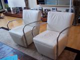 white leather and chrome side chairs, very comfortable!