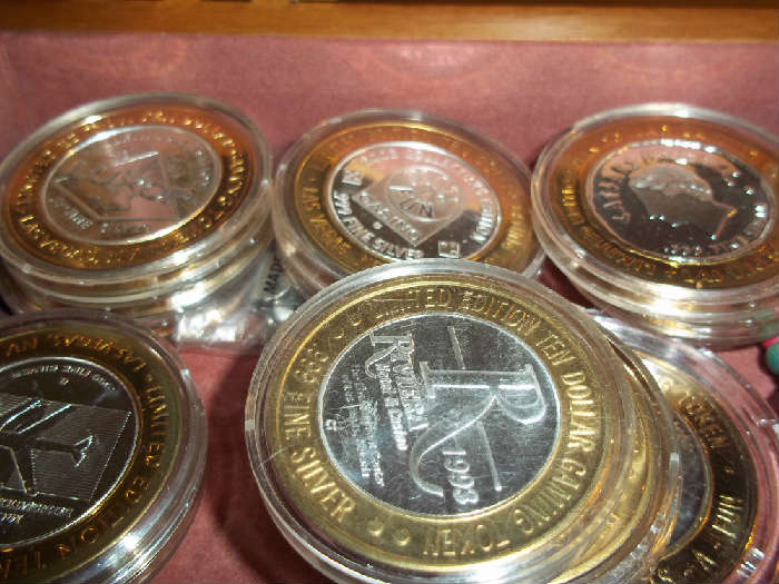 CASINO COINS 1/2 OUNCE OF .999 SILVER, $10 DOLLAR FACE VALUE, MANY FROM CLOSED CASINOS NICE COLLECTIBLES