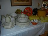 PHALZCRAFT DISHES, VINTAGE PANS AND KITCHEN ITEMS