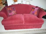 PAIR OF MATCHING MOHAIR LOVE SEATS
