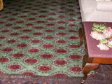 ONE OF THE LARGE RUGS IN THE HOME FOR SALE, BRILLIANT COLORS IN THIS HAND KNOTTED WOOL 9 1/2 X 12, VERY WELL DONE.