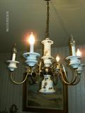 PORCELAIN CHANDLIER WHAT A LOVELY PIECE, BE PREPARED TO REMOVE FROM CEILING IF PURCHASING