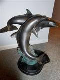 W. RICHARD STIERS SILVER DOLPHINS SCULPTURE BRONZE