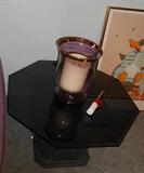 small smoke glass side table octagonal glass with dark charcoal base. asking $35.00