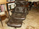 CHARLES EAMES STYLE LOUNGE CHAIR AND OTTOMAN