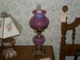 Fenton Pink Hobnail Lamp