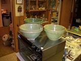 Shield 9 and US 200 Green Pottery Mixing Bowls