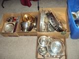boxes of silver plate hollow ware