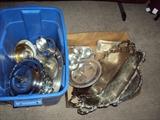 boxes of silver plate hollow ware