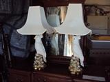 pair of ceramic Cockatoo lamps