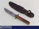 Vintage Kent New York Sportsman Krome Plate Fixed Blade Knife with Leather Sheath