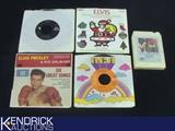 4 Elvis 45 rpm Records and 1 Elvis 8-Track