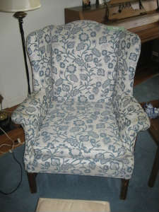 Wing Chair Faux Crewel