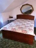 Vintage Deco Full size bed, headboard, footboard, side rails