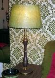 Mid century slim, metal base lamp with fiberglass shade