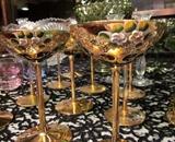 Hand painted vintage stemware - bohemian