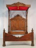 399 - Rosewood Victorian Half Tester bed, Mitchell and Rammelsberg, ca. 1850, 8ft, 10in. T, 59in. W, 75in. L.