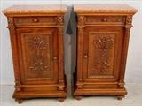 338 - Pair of matching Victorian commodes with fossil marble, 35in. T, 20in. W, 15in. D.