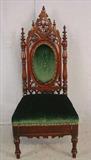 624 - Highly pierced carved gothic rosewood hall parlor chair, 44in. T, 19in. W, 18in. D, ca. 1845.