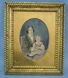 407 - Very early painting in 13 x 11 gold leaf frame, painting in negative by Brady.