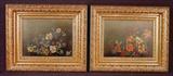 308 - Pair of 19th Century of oil on artist board of flowers, 18 x 15.