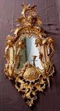 310 - Outstanding rococo bronze dore mirror, 26in. T, 14in. W.