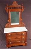 357 - Walnut Victorian child's dresser with white marble, ca. 1880, 56in. T, 28in. W, 14in. D.