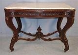 363 - Period rococo laminated center table in rosewood att to Meeks, 29in. T, 40in. W, 26in. D.