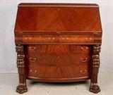 362 - Victorian mahogany Horner style drop front desk with claw feet and griffins, 41in. T, 39in. W, 19in. D.