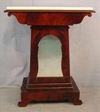 364 - Period empire mahogany mint Julep cabinet, 41in. T, 34in. W, 18in. D, with white marble.