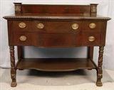 487 - Mahogany empire sever with additional silver drawers, ca. 1880, 34in. T, 48in. W, 26in. D.