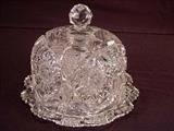 500 - American brilliant cut glass covered cheese dome, 8in. T., 9in. Dia.