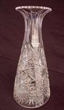 505 - American brilliant cut glass flower vase with zipper cut top, 12in. T, 4in. Dia.